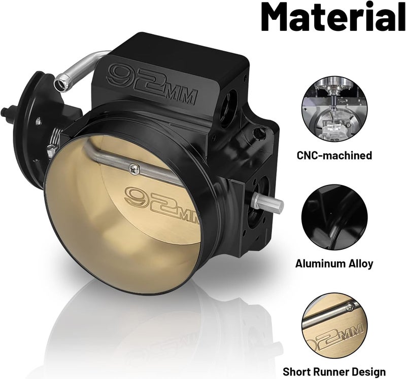 Endxedo 92mm Throttle Body Assembly Compatible with LS LS1 LS3 LS6 LSX Engine 4 Bolt Aluminum Black - Image 3